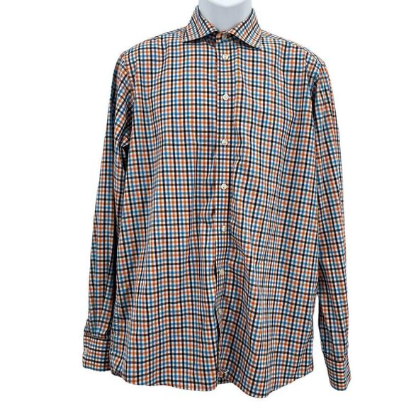 Eton Other - Eton Contemporary Dress Shirt Red White Blue Gingham Plaid Check Size 16.5 EU 42